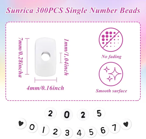 Miniatura 3 de 300 piezas de cuentas de número 0 redondas de 4x7mm, cuentas de número acrílico individual para hacer pulseras con dijes Redondo - 0
