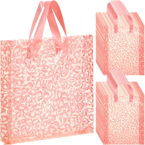 Miniatura 9 de Woanger 100 bolsas de compras de leopardo de plástico con estampado de guepardo, bolsa de regalo de leopardo para pequeñas empresas, fiesta