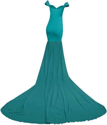 Miniatura 4 de Vestido de maternidad para mujer para fotografía, sirena con hombros descubiertos, ajustado, vestido de gasa, holgado, para baby shower, maxi