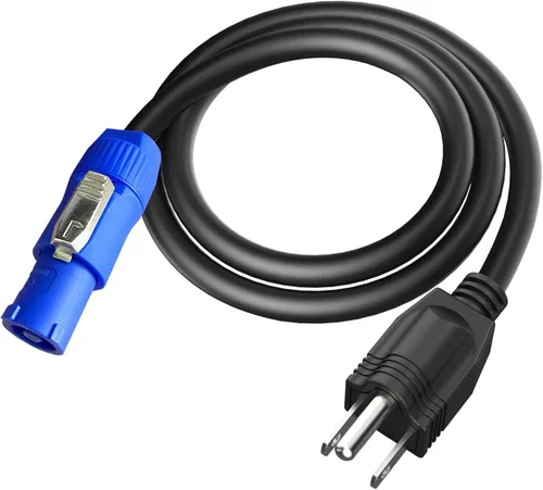Cable de alimentación de CA de 3 clavijas NEMA 5-15P a PowerCON 20 A, conector macho de entrada PowerCon de 3 pines a NEMA 5-15P, cable de