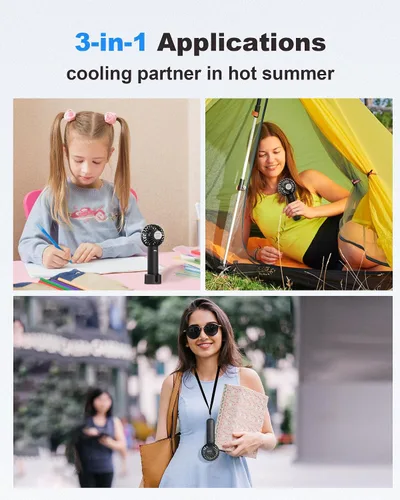 Miniatura 6 de Coohea Mini Ventilador de Mano, Diseño Pequeño y Bonito, 3 Velocidades Potentes, Batería Recargable USB Operada, Ventilador Personal Portátil