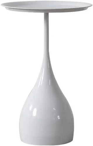 Mesa auxiliar de café, mesa redonda de metal de estilo moderno de mediados de siglo con base de pedestal para sala de estar, juego de 1 color blanco