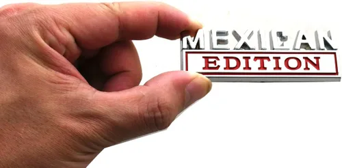Miniatura 5 de Paquete de 2 emblemas de edición mexicana 3D, calcomanías de repuesto para automóvil, camión, SUV, barco, decoración de puerta de vehículo Rojo