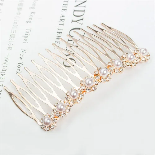 Miniatura 3 de Los accesorios de pelo nupcial de moda más populares Rhinestone perla aleación peine de pelo de la boda horquilla nupcial cristal horquillas