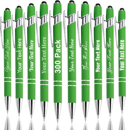 Miniatura 50 de Hasta 300 bolígrafos personalizados a granel con nombre personalizado con grabado gratis, puntas de lápiz capacitivo grabado, bolígrafo