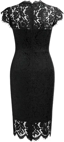 Miniatura 7 de Miusol - Vestido para mujer retro de encaje floral, ajustado, vestido de noche, para cóctel, minivestido
