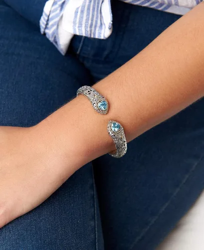 Miniatura 3 de DEVATA Pulsera de plata de ley 925 y oro de 18 quilates con piedras preciosas de filigrana Bali