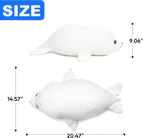 Miniatura 8 de WEIGEDU Adorable Almohada de Peluche de Foca Bebé Blanca – Juguete de Animal de Peluche Suave, Almohada Corporal Abrazable para Niños y Adultos