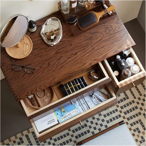 Miniatura 5 de BONAD Simple Dressing Table Bedroom Dressing Table Small Dressing Table Desk Makeup Stool Set Wooden with Drawer Dressing Table (Size : 68cm)