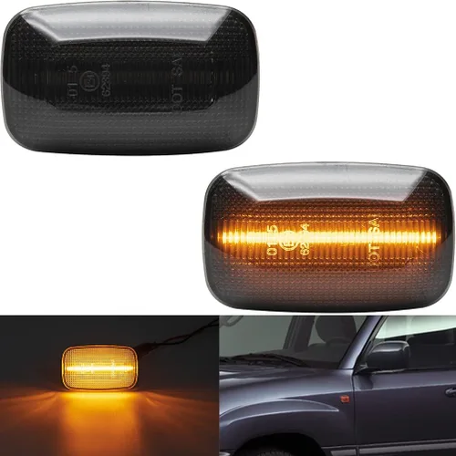 Lámparas LED de marcador lateral para T0yota FJ Cruiser Hilux Land Cruiser 100 Series Prado 90 Series Lexus LX470 Lente ahumada ámbar Led repetidor