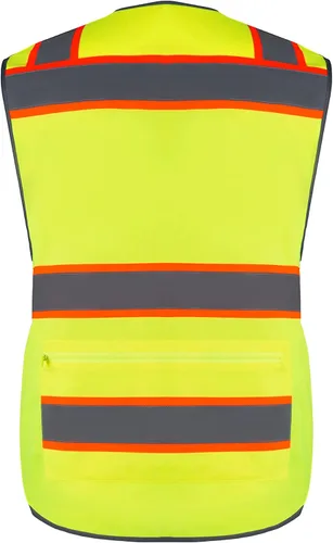 Miniatura 2 de Chaleco de seguridad reflectante de alta visibilidad, clase 2, 10 bolsillos, transpirable y forro de malla, ropa de trabajo (M-2XL, amarillo negro)
