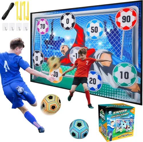 VATOS Juego de Pelota de Fútbol de Juguete para Niños y Niñas, Juego de Portería de Fútbol de Lanzamiento para Interiores y Exteriores con 2