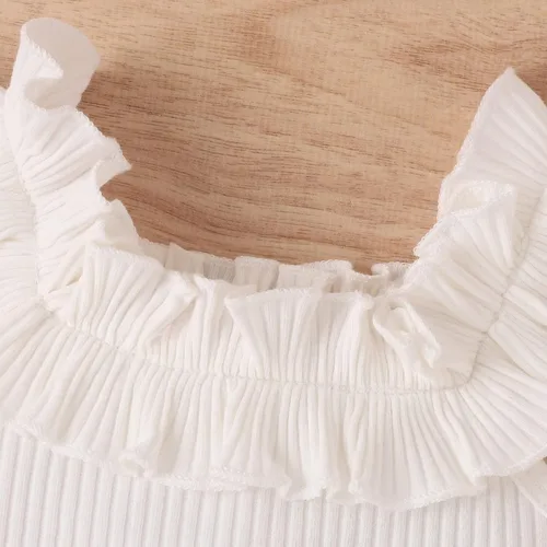 Miniatura 101 de TheFound Trajes de verano para niñas pequeñas, sin mangas, de punto acanalado, halter, pantalones cortos, ropa para recién nacidos, conjunto de 3