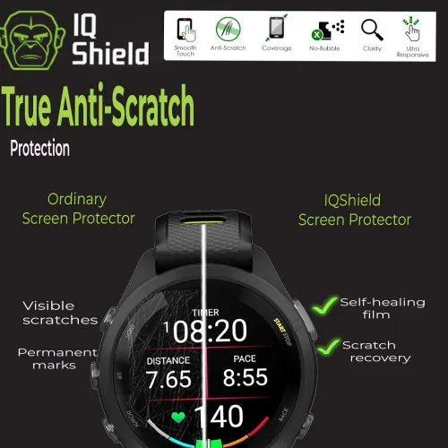 Miniatura 5 de IQShield Paquete de 6 protectores de pantalla para Garmin Forerunner 265s (1.654 in): fácil instalación, ultra fino, antiarañazos, película de TPU