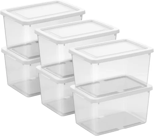 Miniatura 27 de Sterilite Paquete de 8 contenedores apilables con tapa, diseño de plástico transparente, 90 cuartos de galón