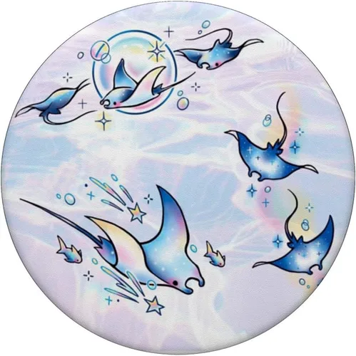 Miniatura 3 de Cute Manta Blue Ray Purple Waves Ocean Stingray Fish PopSockets PopGrip intercambiable