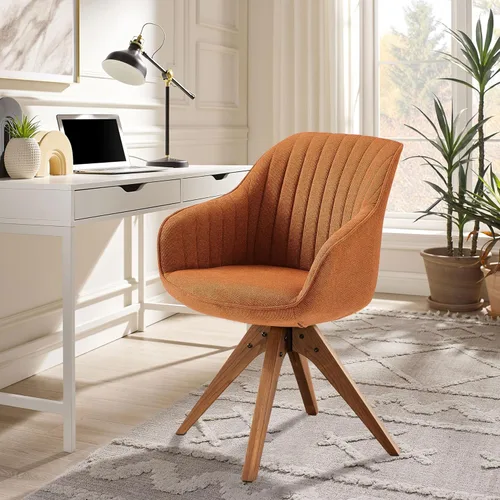 Miniatura 15 de Zouron Silla giratoria moderna de mediados de siglo con patas de metal dorado, silla de escritorio tapizada sin ruedas, silla de oficina lateral Oro