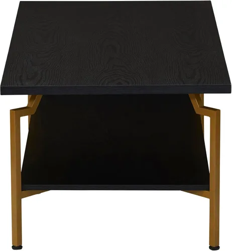 Miniatura 6 de Household Essentials Mesa de centro rectangular de hierro negro y oro