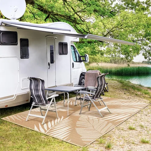 Miniatura 5 de GENIMO Alfombra de Exterior 5' x 8' Impermeable para Patios en Liquidación, Reversible, Alfombra de Camping de Paja Plástica, Alfombras de Área