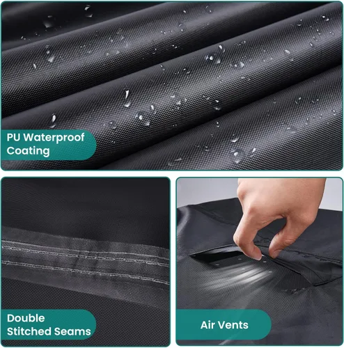 Miniatura 5 de Funda Redonda para Muebles de Patio, Fundas Impermeables para Mesas de Exterior, Funda para Muebles de Patio Resistente al Viento de Servicio Pesado