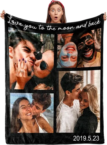 Miniatura 13 de Envío al día siguiente, manta personalizada para parejas con fotos, manta de franela personalizada, regalos para novio, novia, manta personalizada