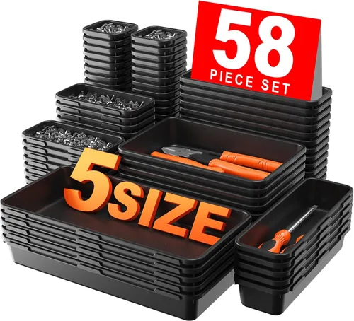 Miniatura 4 de A-LUGEI 【Tamaño grande】【5 piezas】 Caja de herramientas organizadora de bandeja divisora 【Tamaño individual】 Organizador de cajones de escritorio