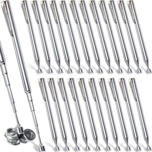Miniatura 17 de Patelai 48 Piezas Herramienta Magnética Telescópica de Recogida Agarradores Herramientas de Alcance con Clip de Bolsillo 25 Pulgadas Imán de Plateado