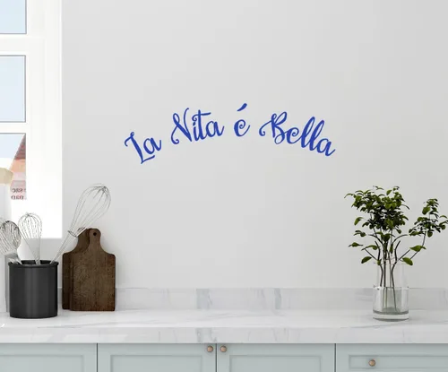 Miniatura 11 de 24"x6" la vita e Bella la vida es bella Cita de cocina Home House Italiano Frase diciendo calcomanía de Pared Arte Mural Home Decor