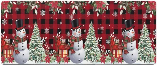 Xmas Snowman Bath Mat for Tub,Non Slip Bathroom Floor Runner Rug Quick Dry & Absorbent Diatomaceous Earth Shower Sink Kitchen Washable