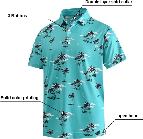 Miniatura 65 de DEOLAX Camisa de golf para hombre, con estampado de moda, atlética, de manga corta, clásica, casual, ajuste seco, suave, para hombres