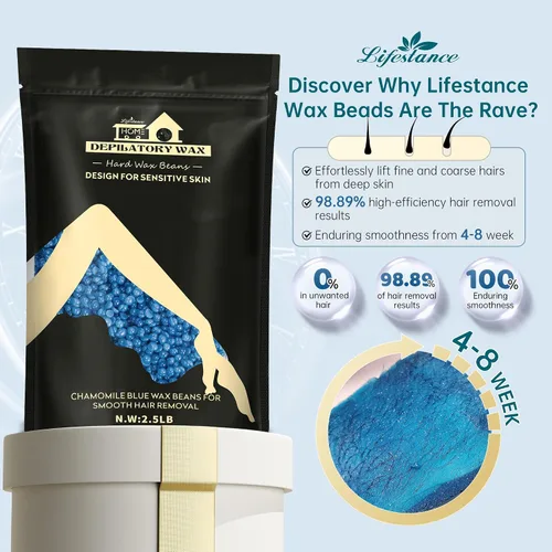 Miniatura 2 de Lifestance Kit de cuentas de cera de 2.5 libras, granos de cera dura de manzanilla para depilación facial de bikini brasileño, depilación sin dolor