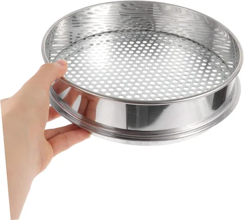 Miniatura 3 de Toddmomy Tamiz de malla fina de acero inoxidable rotativo tamiz de suelo para jardín, tamiz de suelo redondo para el hogar, cocina, tamiz multiusos