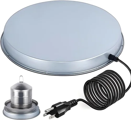 Calentador de agua de pollo para invierno, base de agua para aves de corral calentada de 110 W, con termostato y cable de alimentación de 9.8 pies,