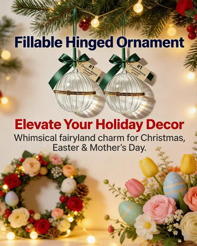Miniatura 2 de Bola de adorno de Navidad, adorno para árbol de Navidad con bisagras con acento de cinta, adorno rellenable, regalo de decoración de invierno