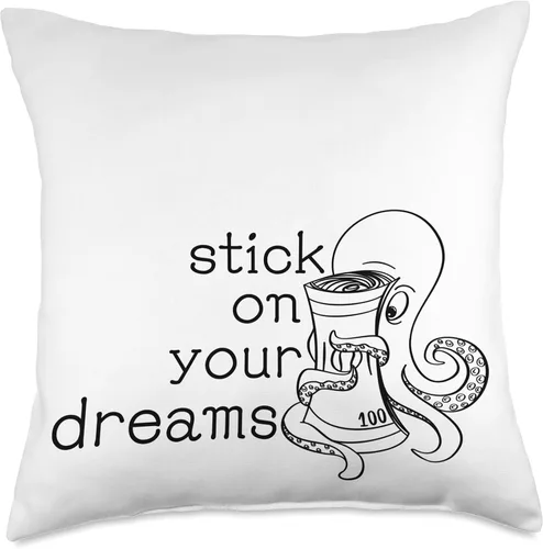 Miniatura 4 de stick to your dreams - octopus is holding tight on to money Throw Pillow