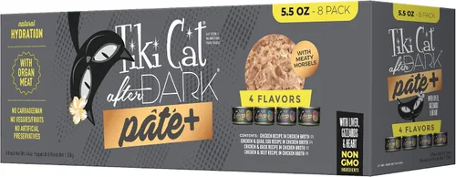 Miniatura 14 de Tiki Cat After Dark Pate+ huevo de pollo y codorniz, latas de 5.5 onzas (paquete de 8)