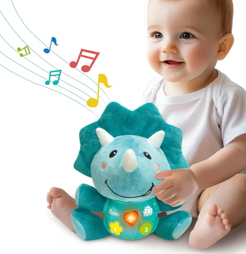 iPlay, iLearn juguetes musicales de dinosaurios para bebés, regalo para niños recién nacidos, dinosaurios suaves de peluche, juguete musical para