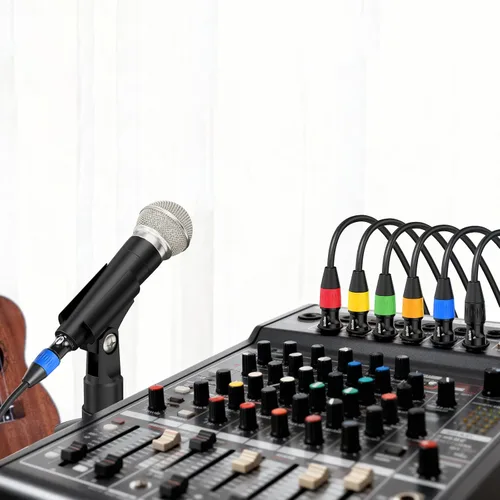 Miniatura 6 de Cables XLR de 3 pies, 4 unidades, cables de micrófono macho a hembra, 3 pines, conectores codificados por color chapado en oro para micrófonos
