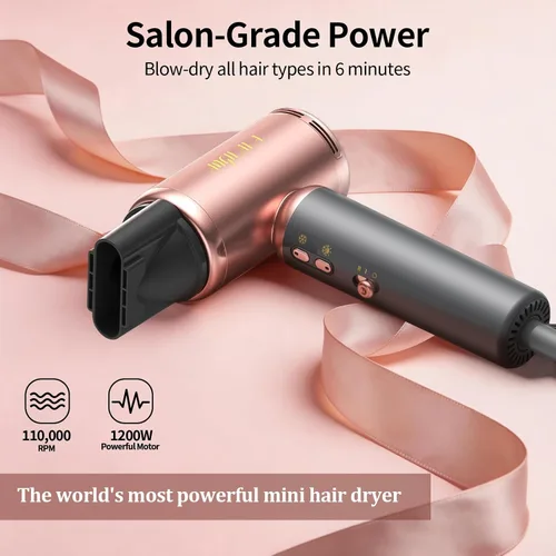 Miniatura 3 de Mini secador de pelo de viaje de doble voltaje (100 ~ 250 V) con adaptador de enchufe europeo para viajes internacionales, secador de pelo portátil