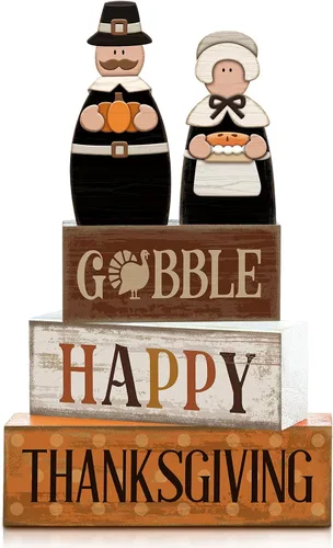 Miniatura 15 de Lineshading 4 piezas de decoración de mesa de Halloween espeluznante café apilado, decoración de bloques apilados de madera, letreros con tapa