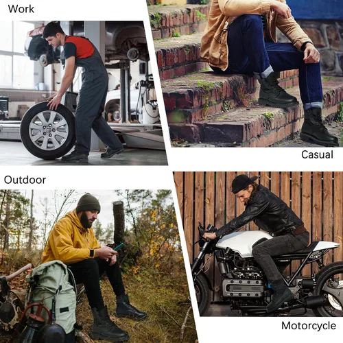 Miniatura 20 de Botas militares de WIDEWAY para hombres, botas de combate de jungla tácticas de cuero resistente al deslizamiento, negras, para hombres, todo