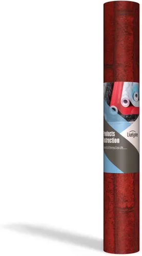 Miniatura 5 de Livelynine Papel de contacto de ladrillo rojo, papel tapiz de ladrillo rojo, papel tapiz de ladrillo sintético, rollo de papel tapiz burdeos