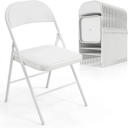 Miniatura 14 de VINGLI Paquete de 4 sillas plegables con asientos acolchados, marco de metal con asiento y respaldo de piel sintética, capacidad de 350 libras, Negro
