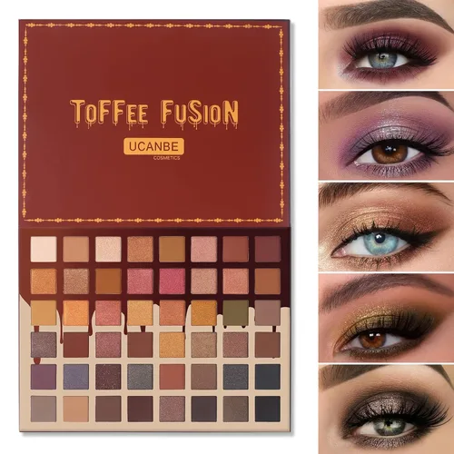 UCANBE Toffee Fusion - Paleta de sombras de ojos nude, 48 tonos neutros, paleta de maquillaje de sombras de ojos Naked, kit de maquillaje mate