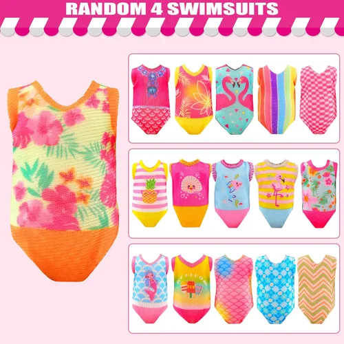 Miniatura 4 de 22 piezas de ropa y accesorios para muñecas mini de 5 pulgadas, incluyendo 4 juegos de vestidos de moda, 4 tops y pantalones casuales, 4 trajes
