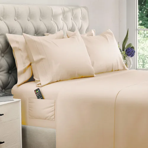 Miniatura 31 de DREAMCARE Juego de sábanas California King, 6 piezas, sábanas refrescantes para cama, sábanas Cal King de hasta 21 pulgadas de profundidad, 02