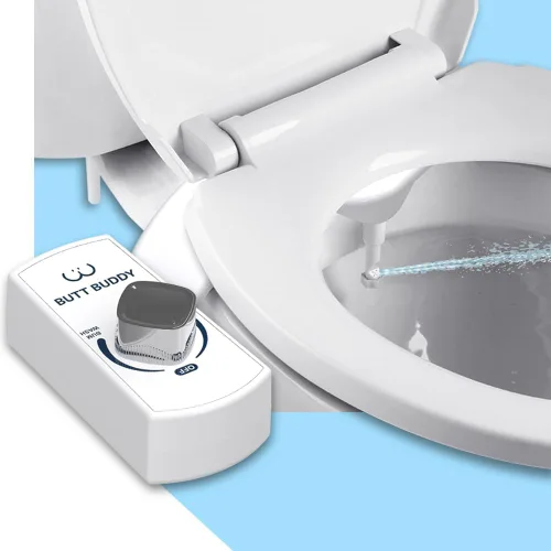 Butt Buddy - Accesorio para asiento de inodoro tipo bidé y pulverizador de agua dulce (fácil de instalar, ajuste universal, no se requiere plomería