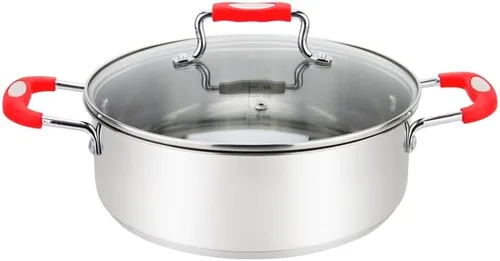 Millvado Olla de cazuela de acero inoxidable: horno holandés de acero metálico - Olla de ebullición media para sopa, espaguetis, estofado - Olla de