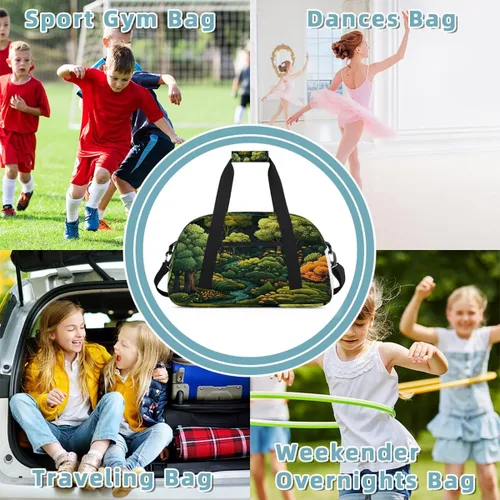Miniatura 7 de Travel Duffle Bag, Waterproof Weekender Overnight Bags for Women Men Forest Lightweight Carry on Duffle Gym Bag for Travel, Sports, Fitness, Workout