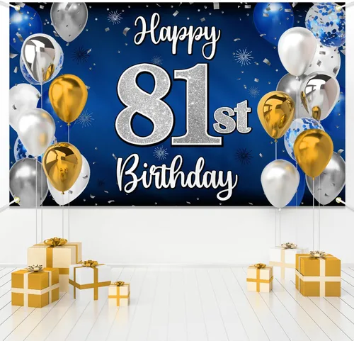 Miniatura 17 de Decoración de feliz cumpleaños 35, globo azul y plateado de 35 años, cartel grande de telón de fondo de cumpleaños, suministros para fiesta de 35th